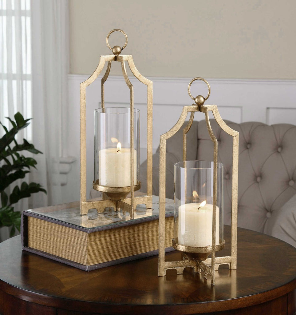 Lucy Gold Candleholders Set of 2 - Bombay Mercantile