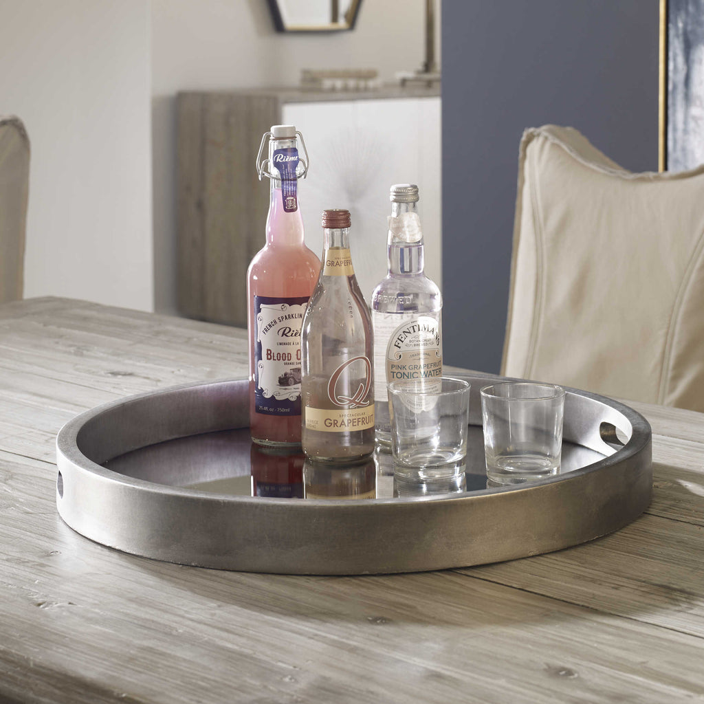 Bechet Round Silver Tray - Bombay Mercantile