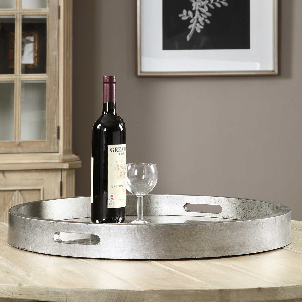 Bechet Round Silver Tray - Bombay Mercantile