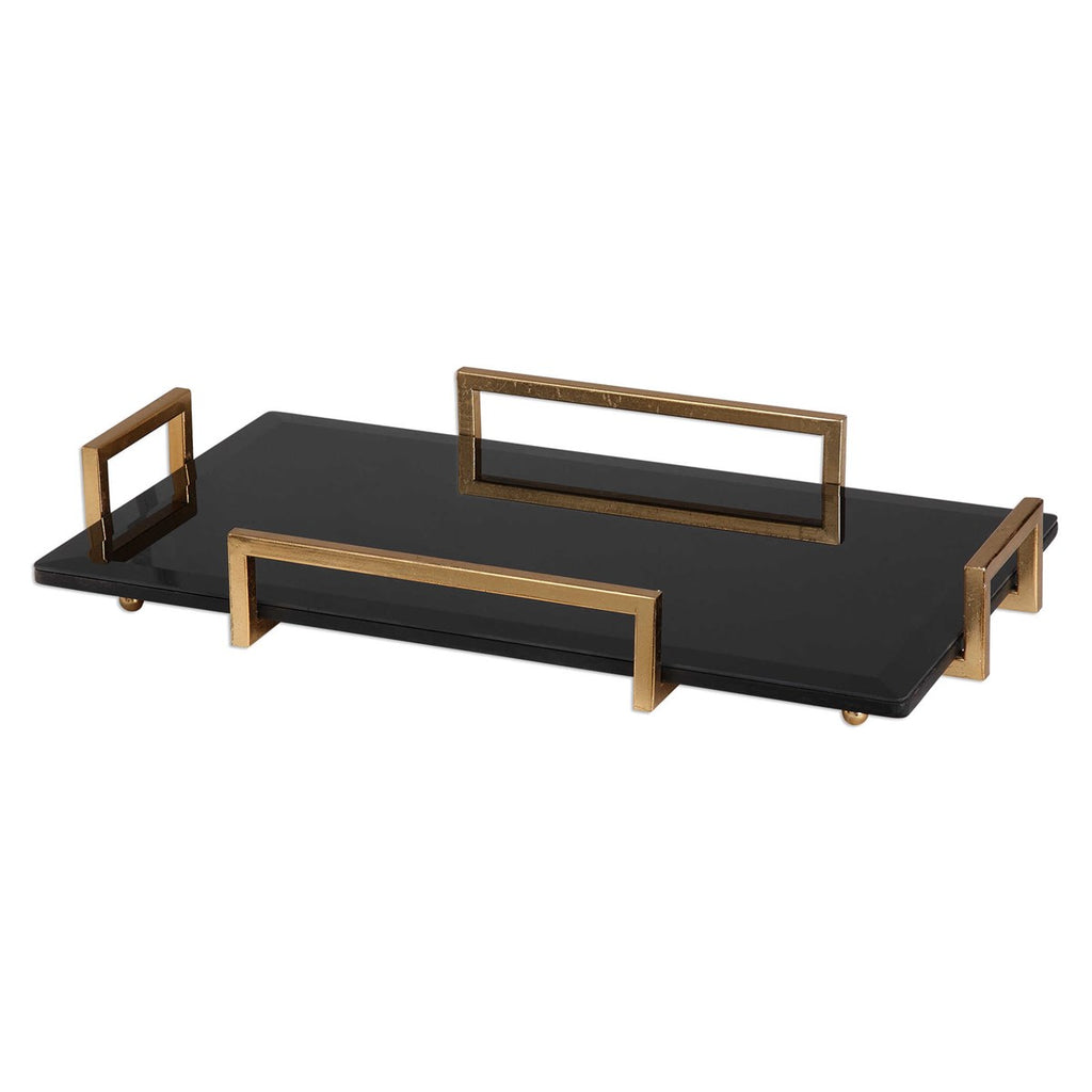 Ettore Black Glass Tray - Bombay Mercantile