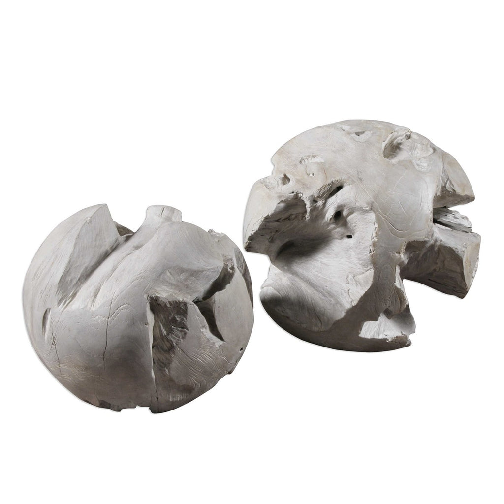 Ermanno Teak Balls Set of 2 - Bombay Mercantile