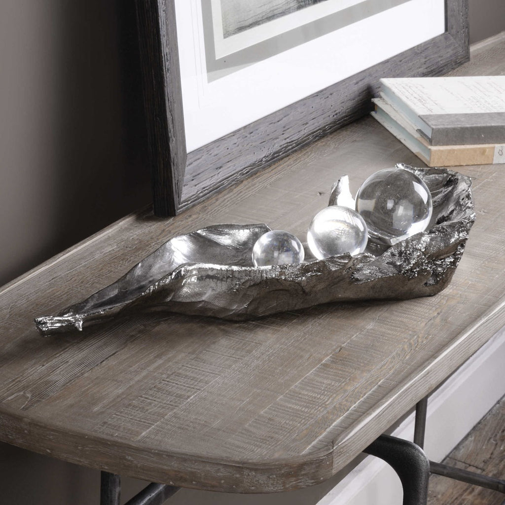 Three Peas In A Pod Metallic Sculpture - Bombay Mercantile