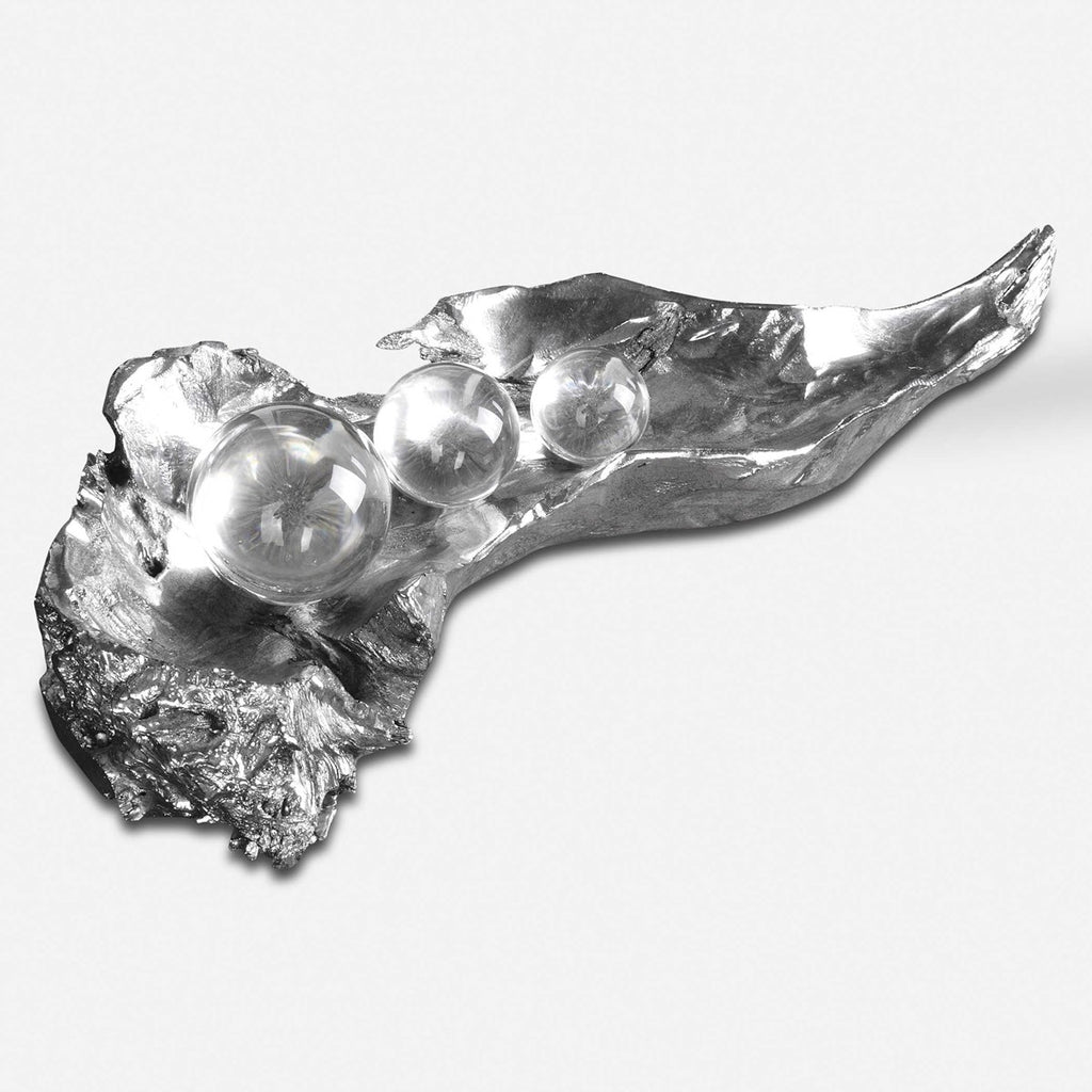 Three Peas In A Pod Metallic Sculpture - Bombay Mercantile