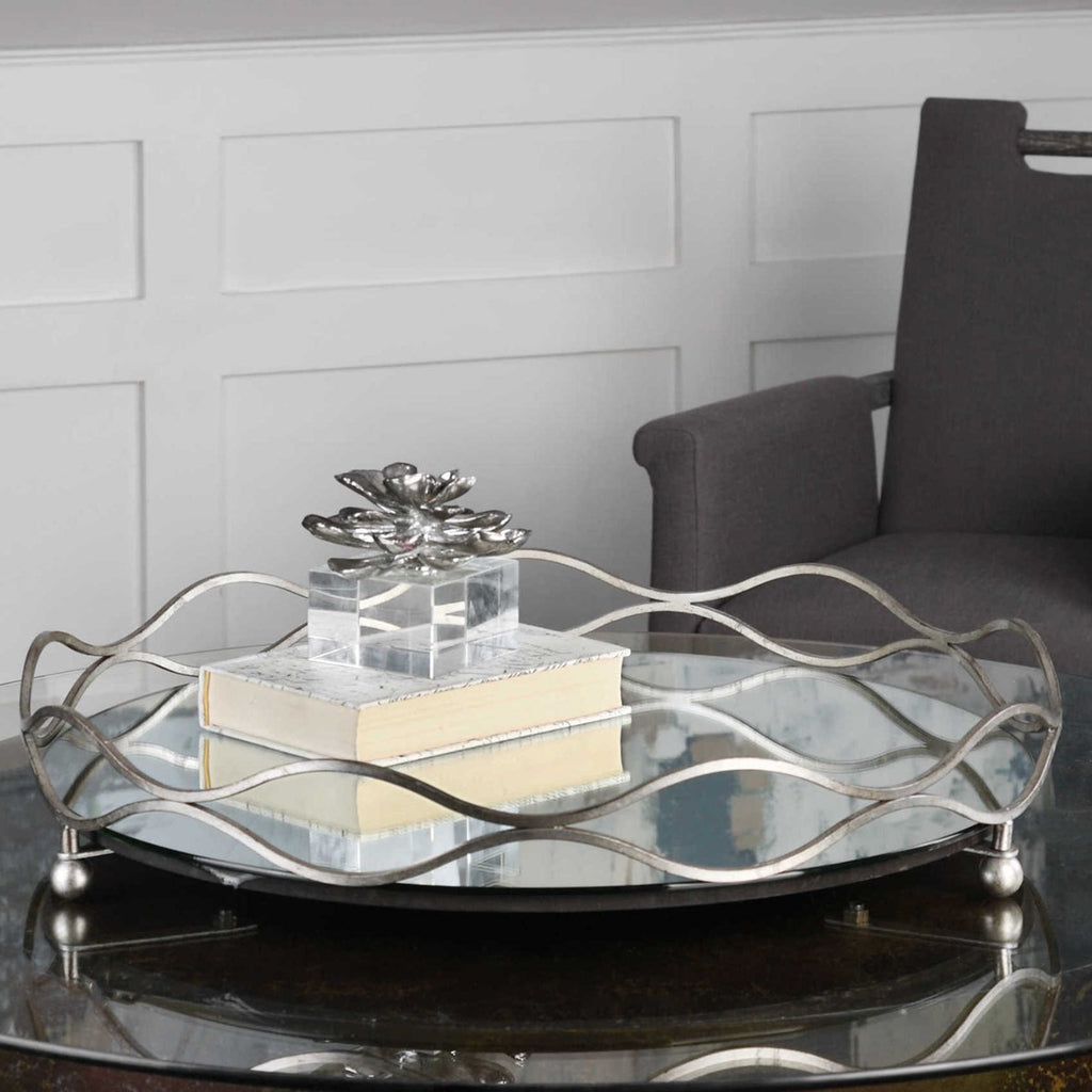 Rachele Mirrored Silver Tray - Bombay Mercantile