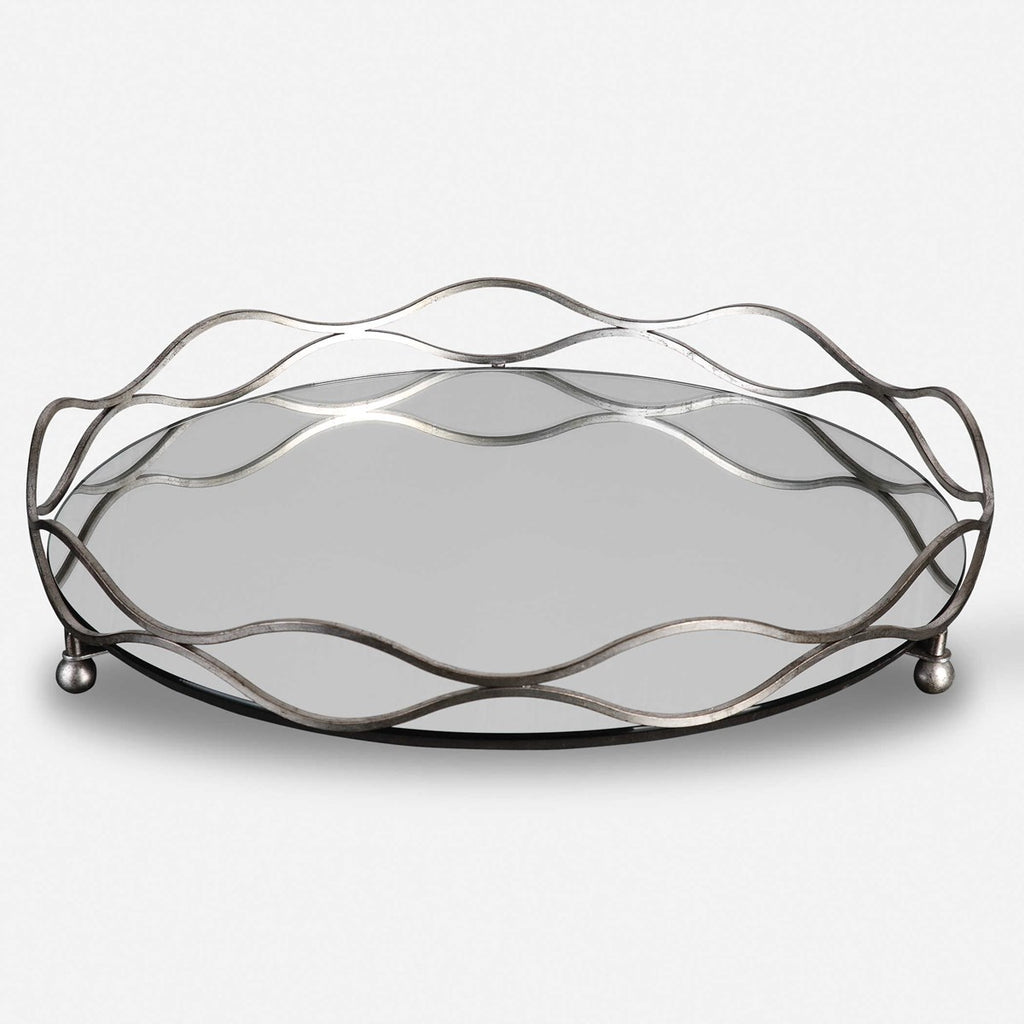 Rachele Mirrored Silver Tray - Bombay Mercantile