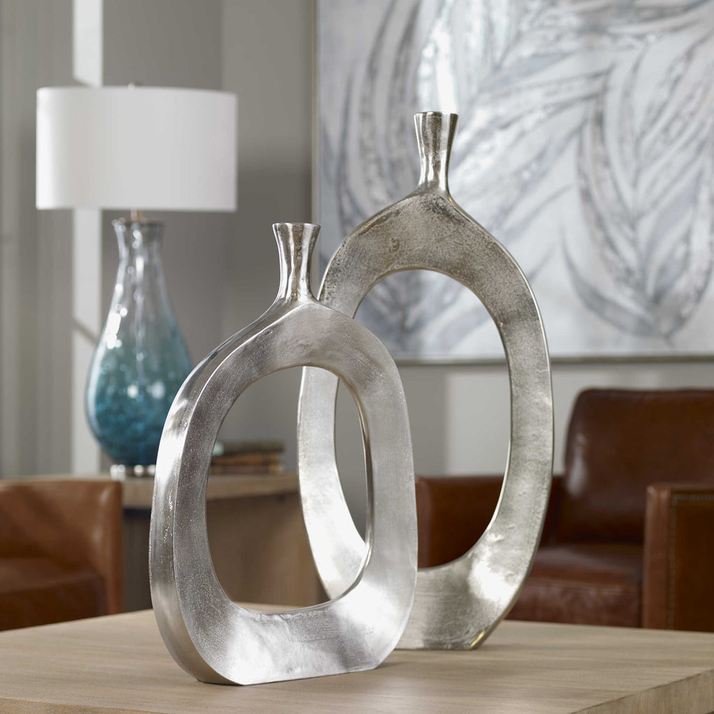 Cierra Aluminum Vases Set of 2 - Bombay Mercantile