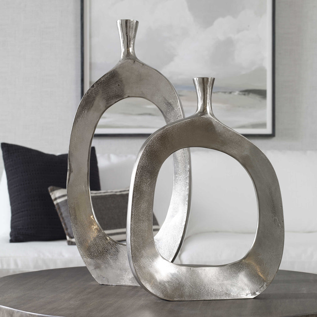 Cierra Aluminum Vases Set of 2 - Bombay Mercantile