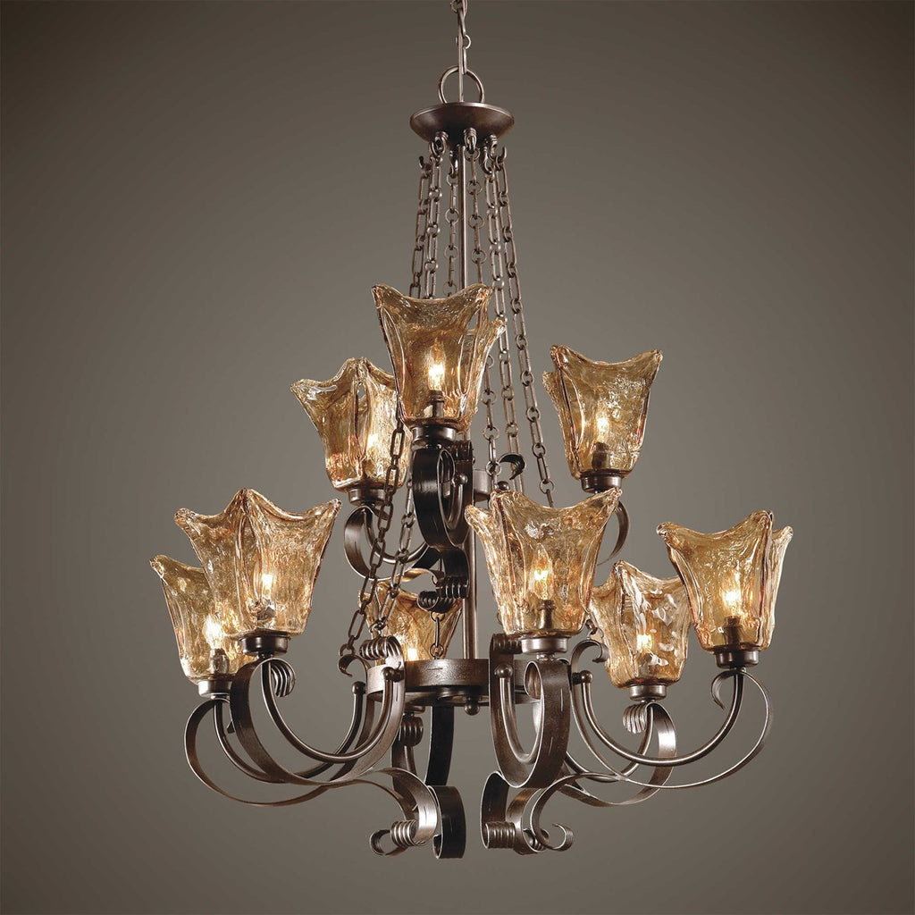 Vetraio 9Lt Oil Rubbed Bronze Chandelier - Bombay Mercantile
