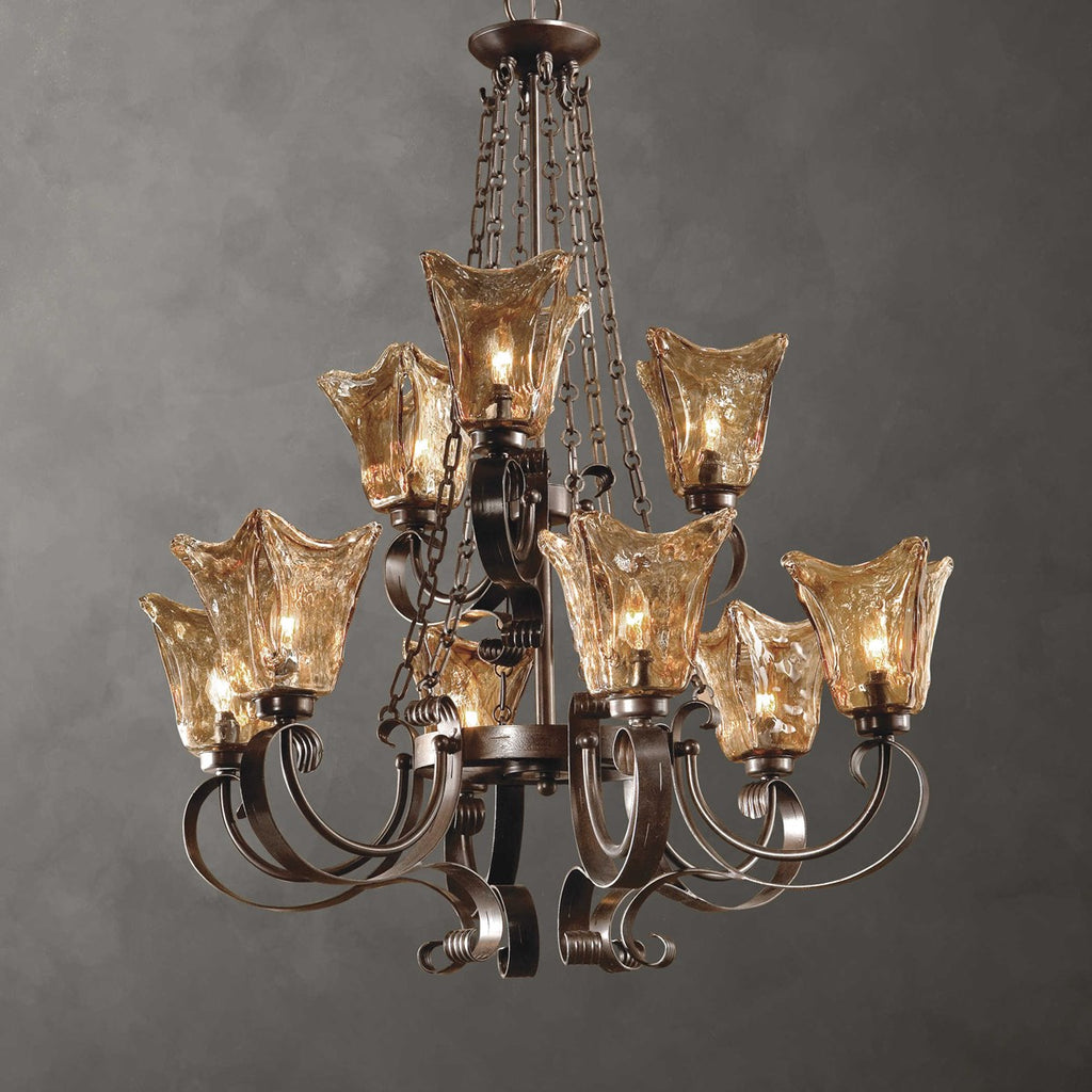 Vetraio 9Lt Oil Rubbed Bronze Chandelier - Bombay Mercantile