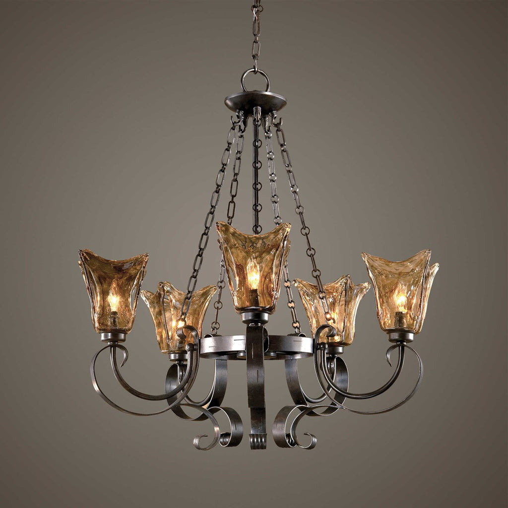 Vetraio 5Lt Oil Rubbed Bronze Chandelier - Bombay Mercantile