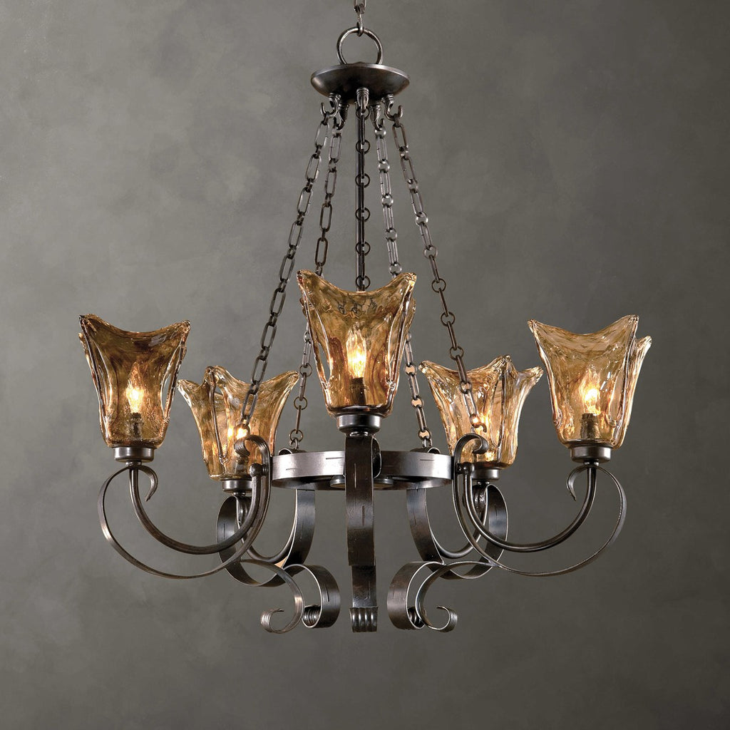 Vetraio 5Lt Oil Rubbed Bronze Chandelier - Bombay Mercantile