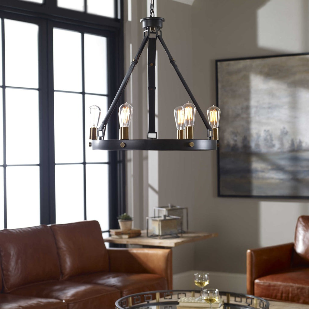 Marlow 6 Light Antique Bronze Chandelier - Bombay Mercantile