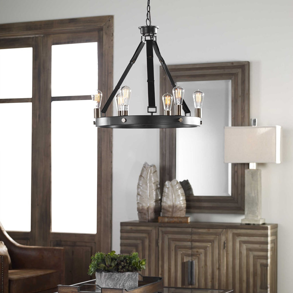Marlow 6 Light Antique Bronze Chandelier - Bombay Mercantile