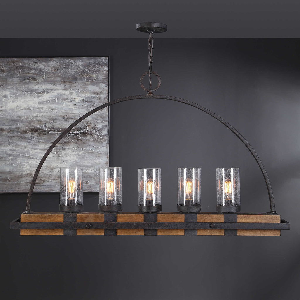 Atwood 5 Light Rustic Linear Chandelier - Bombay Mercantile