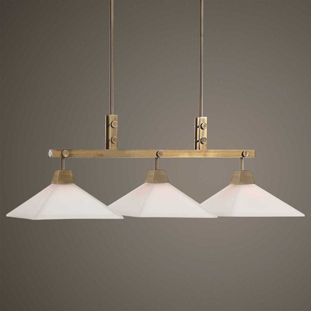 Brookdale Industrial 3 Light Linear Chandelier - Bombay Mercantile