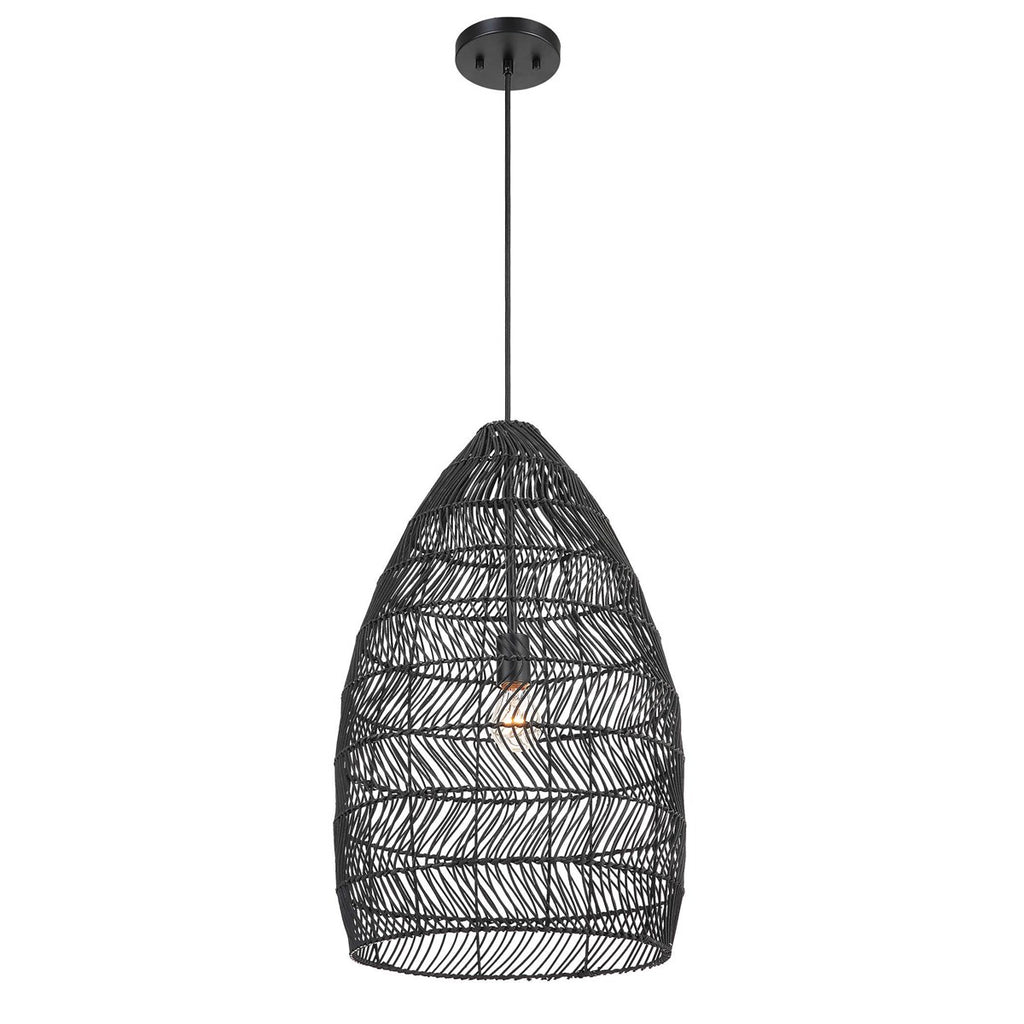 Nandi 1 Light Woven Black Pendant - Bombay Mercantile