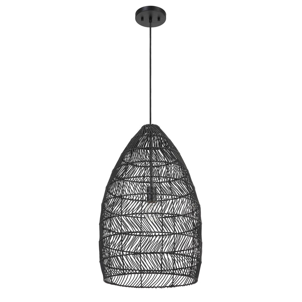 Nandi 1 Light Woven Black Pendant - Bombay Mercantile