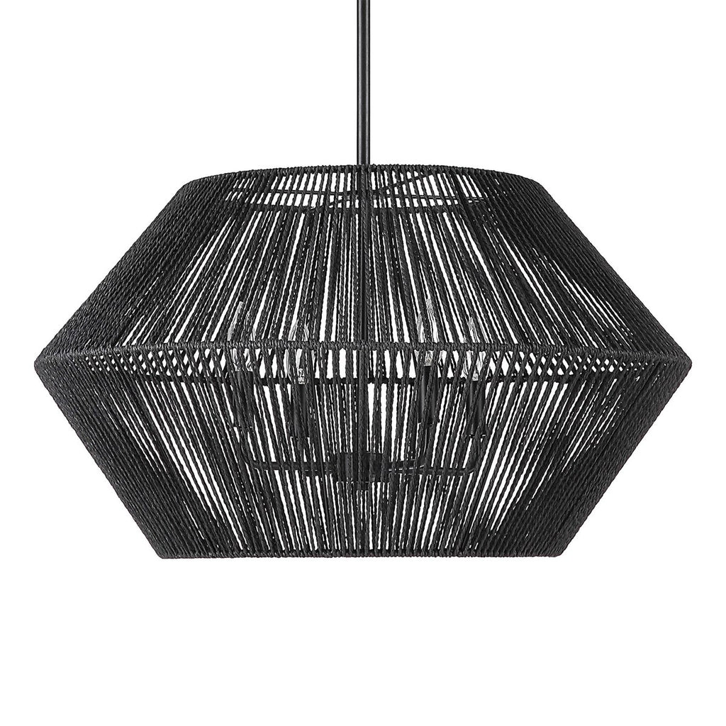 Suva 4 Light Black Rope Pendant - Bombay Mercantile