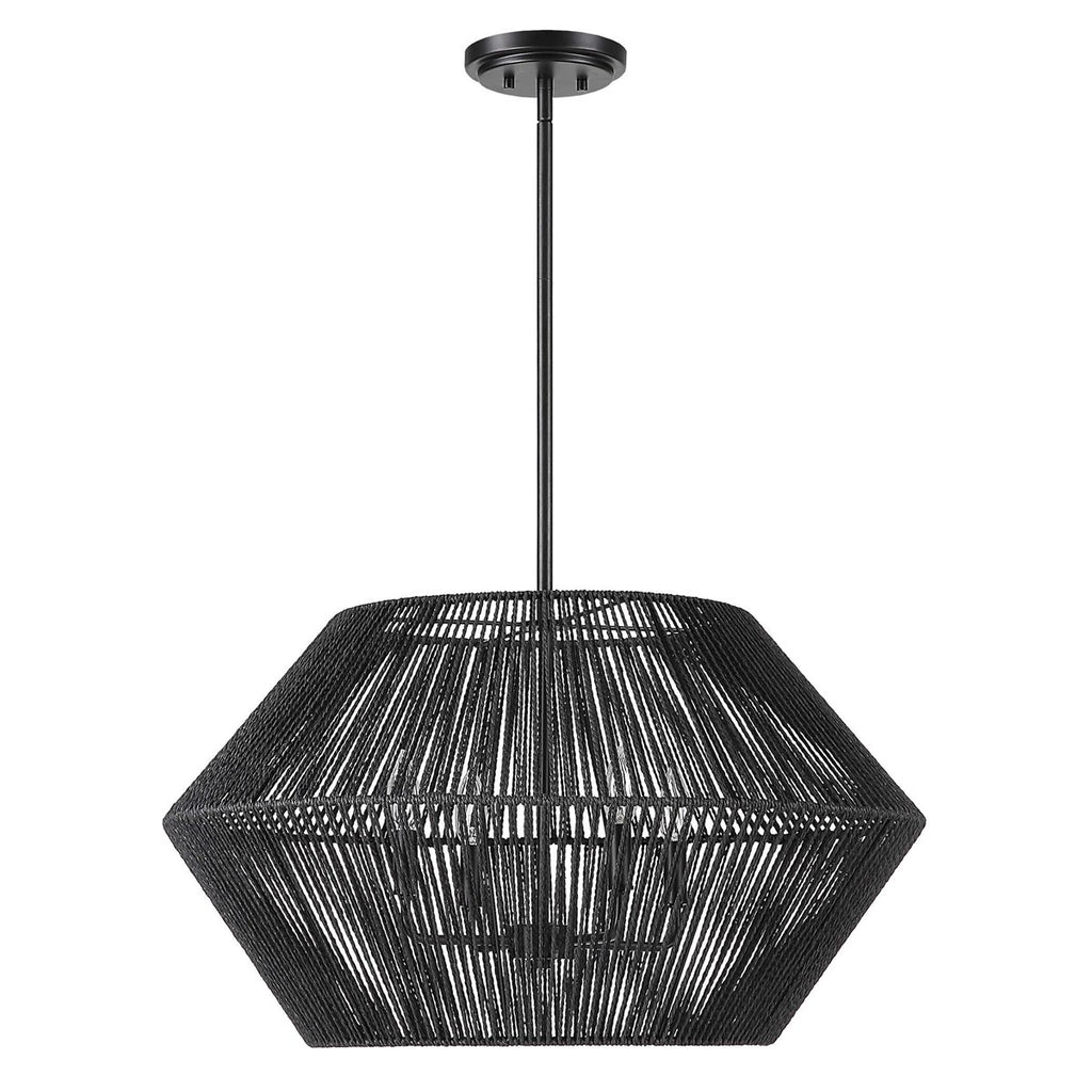 Suva 4 Light Black Rope Pendant - Bombay Mercantile