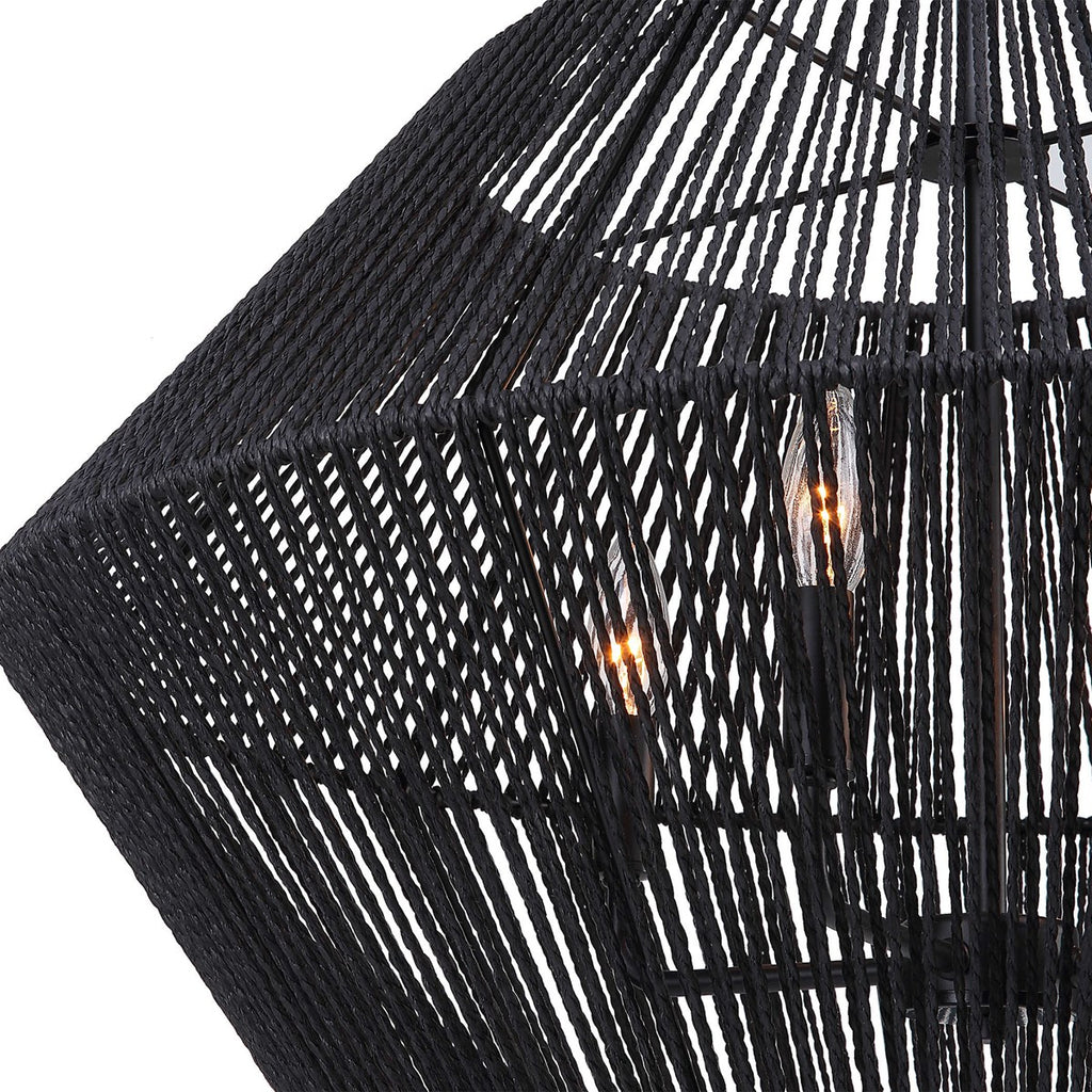 Suva 4 Light Black Rope Pendant - Bombay Mercantile