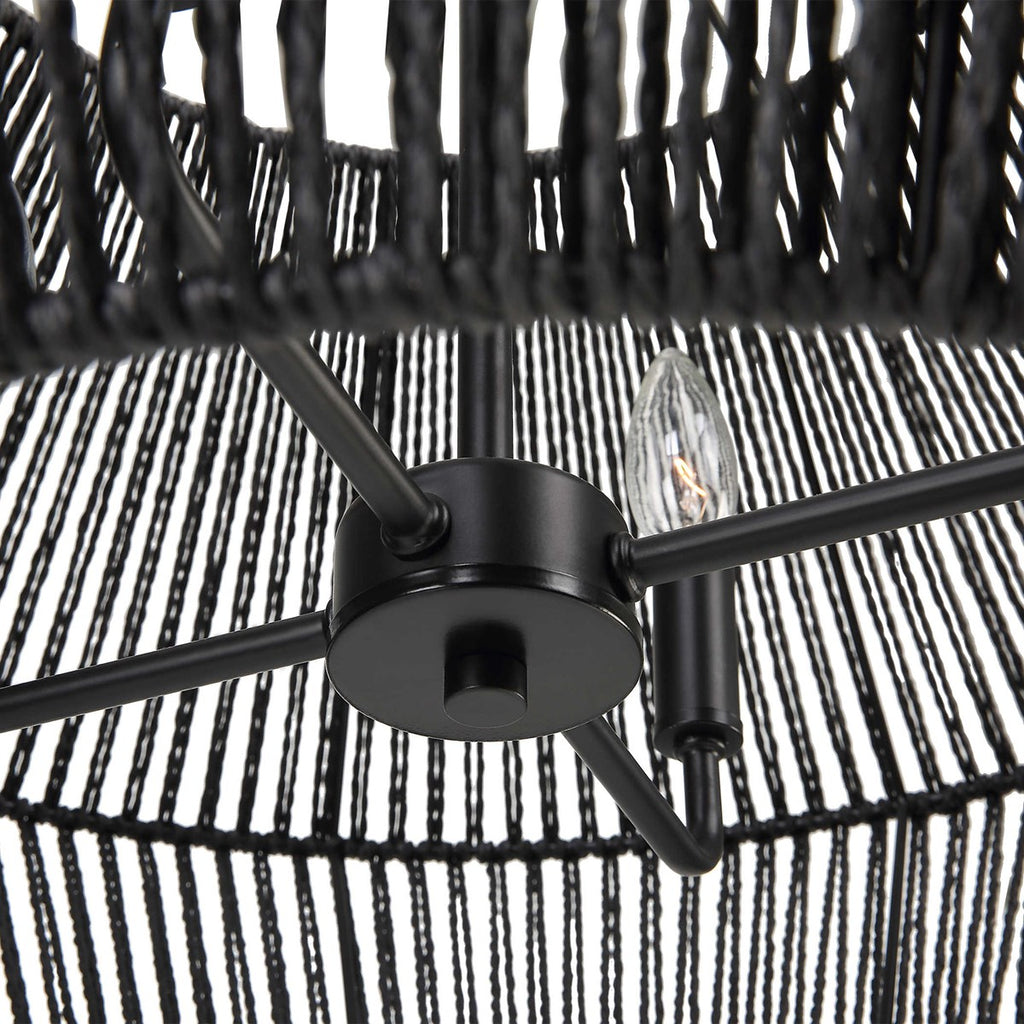 Suva 4 Light Black Rope Pendant - Bombay Mercantile