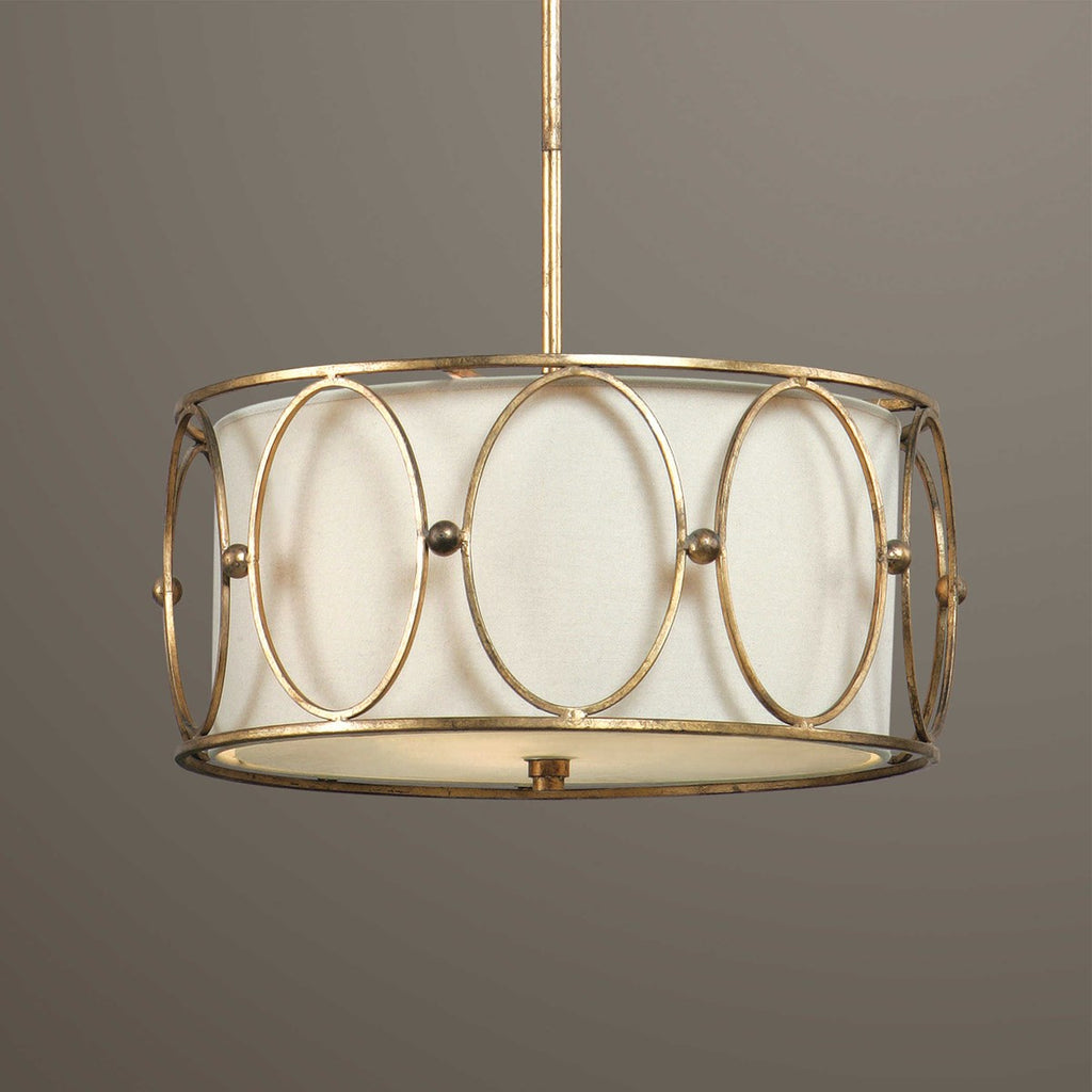 Ovala 3 Light Gold Drum Pendant - Bombay Mercantile