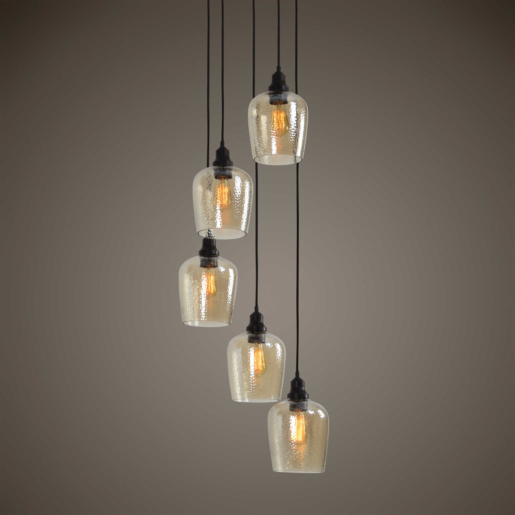 Aarush 5 Light Glass Cluster Pendant - Bombay Mercantile