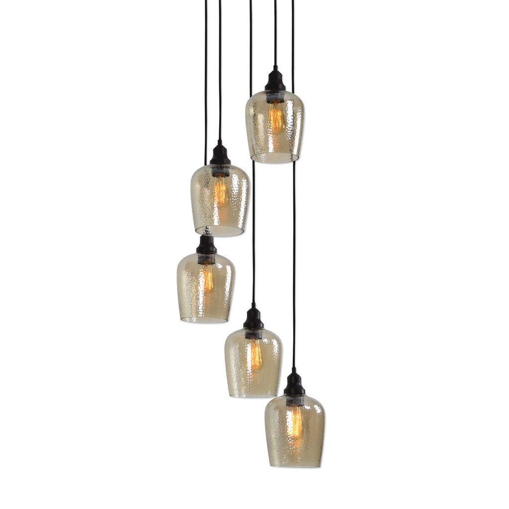Aarush 5 Light Glass Cluster Pendant - Bombay Mercantile