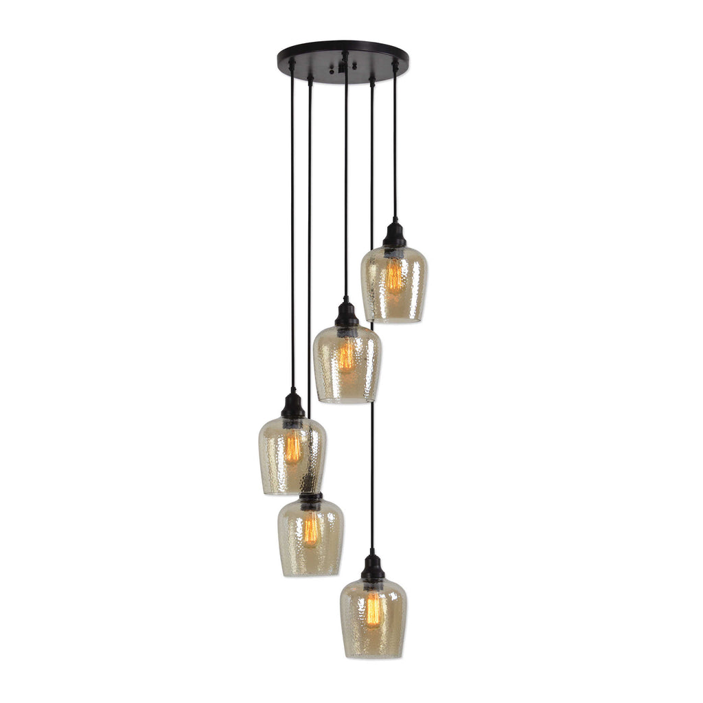 Aarush 5 Light Glass Cluster Pendant - Bombay Mercantile