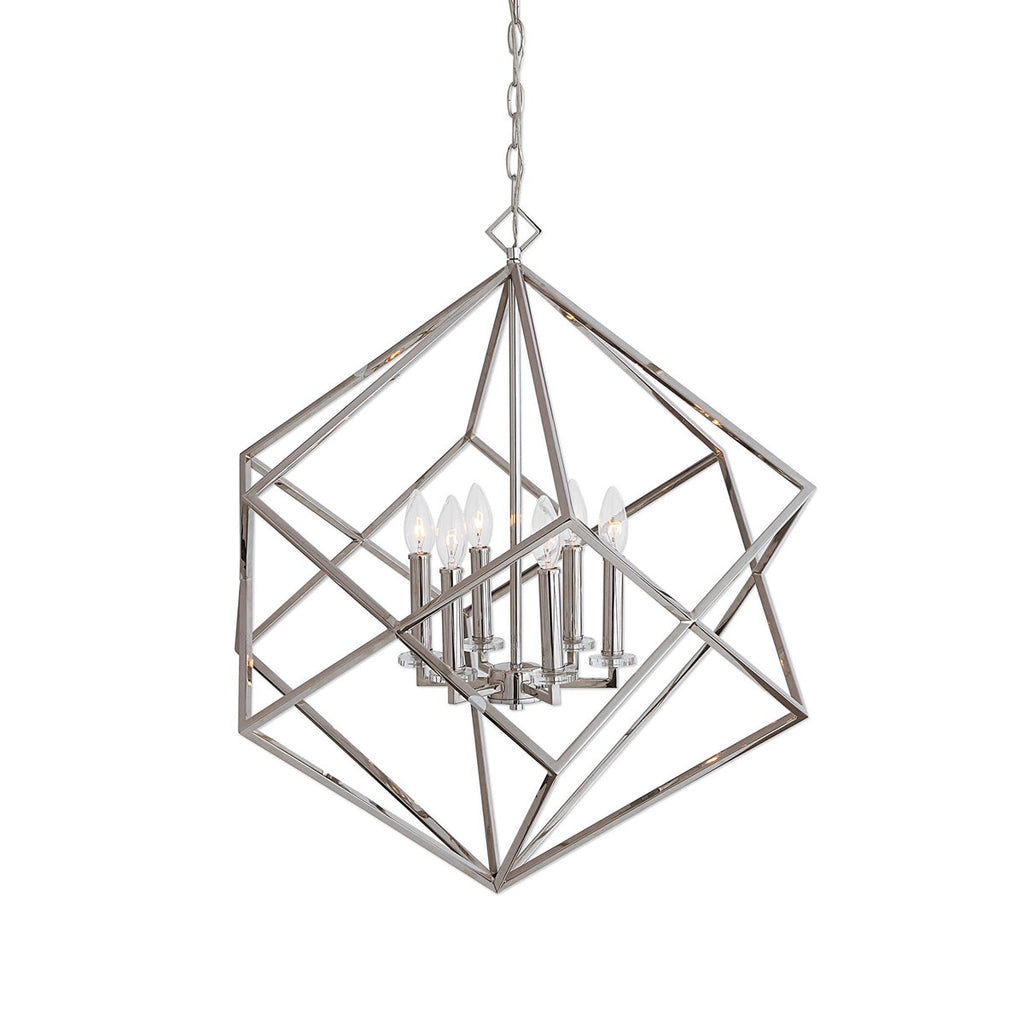 Euclid 6 Light Nickel Cube Pendant - Bombay Mercantile