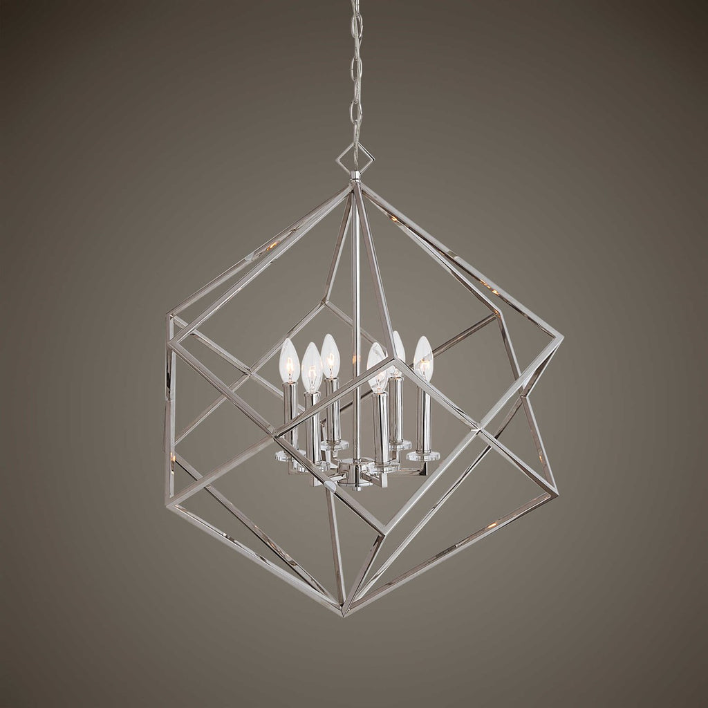 Euclid 6 Light Nickel Cube Pendant - Bombay Mercantile