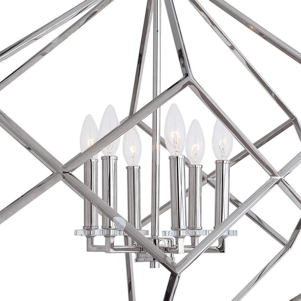 Euclid 6 Light Nickel Cube Pendant - Bombay Mercantile
