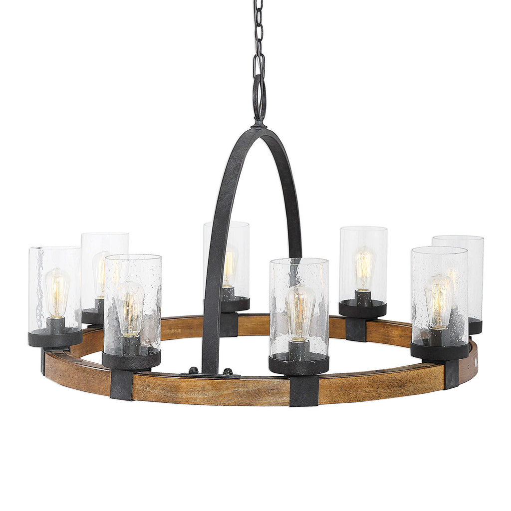 Atwood 8 Light Wagon Wheel Pendant - Bombay Mercantile