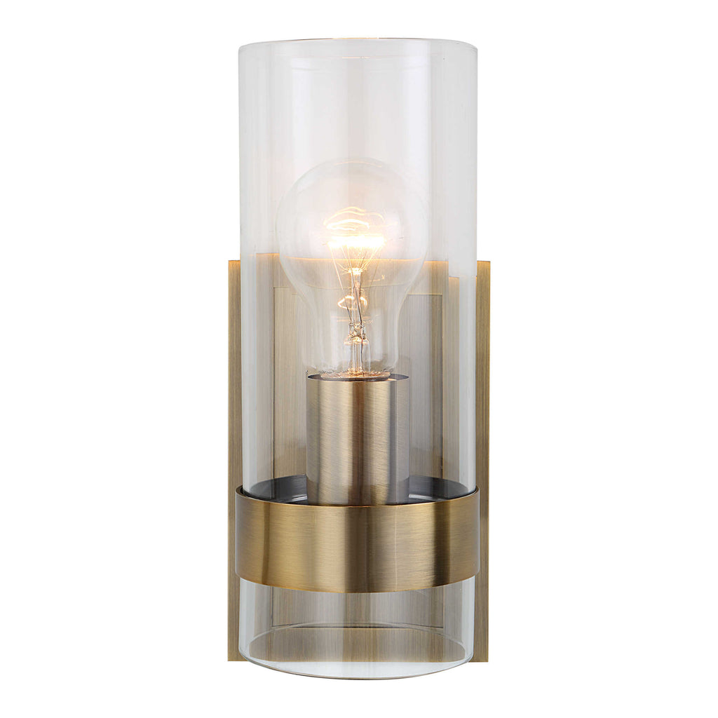 Cardiff Antique Brass 1 Light Cylinder Sconce - Bombay Mercantile