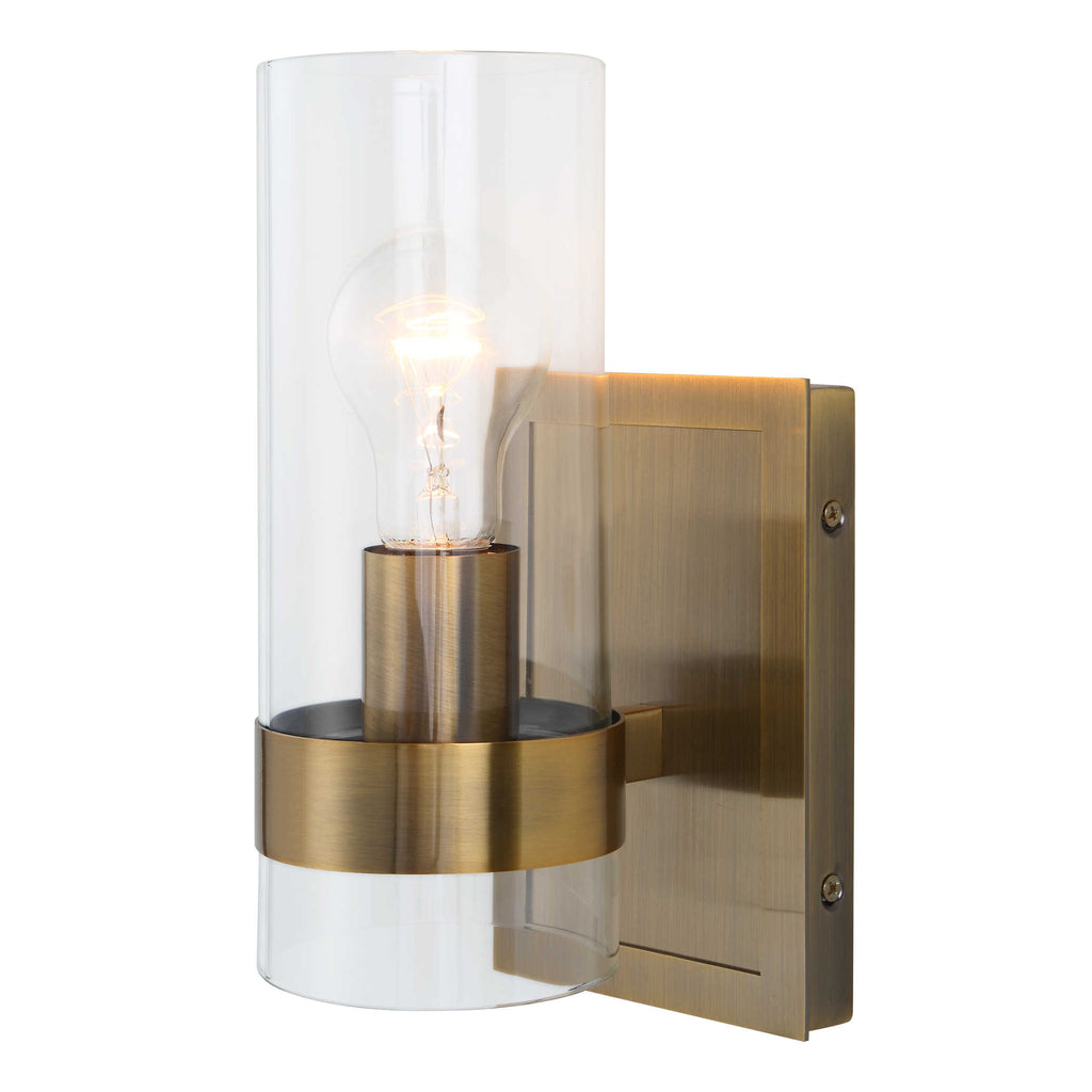 Cardiff Antique Brass 1 Light Cylinder Sconce - Bombay Mercantile