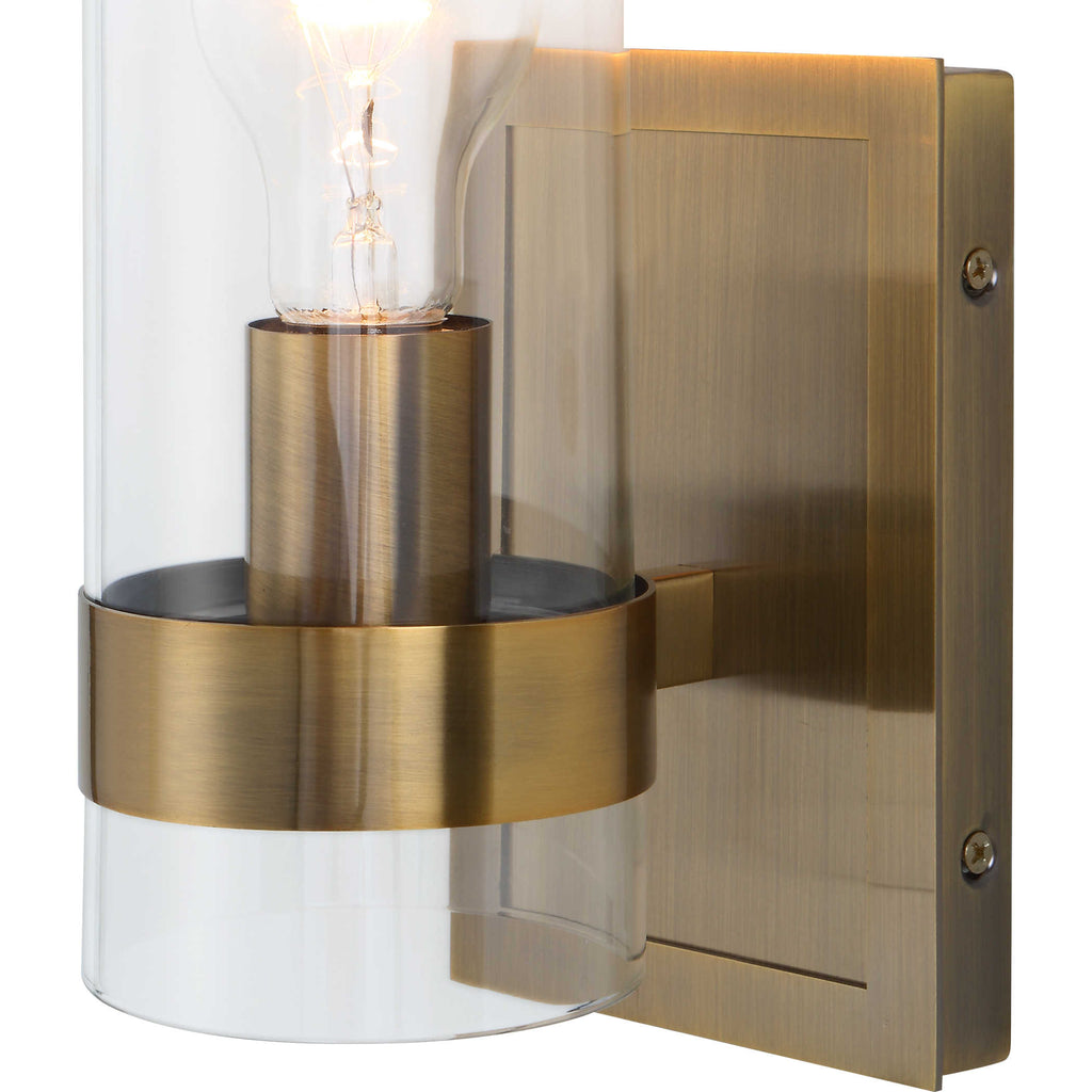 Cardiff Antique Brass 1 Light Cylinder Sconce - Bombay Mercantile