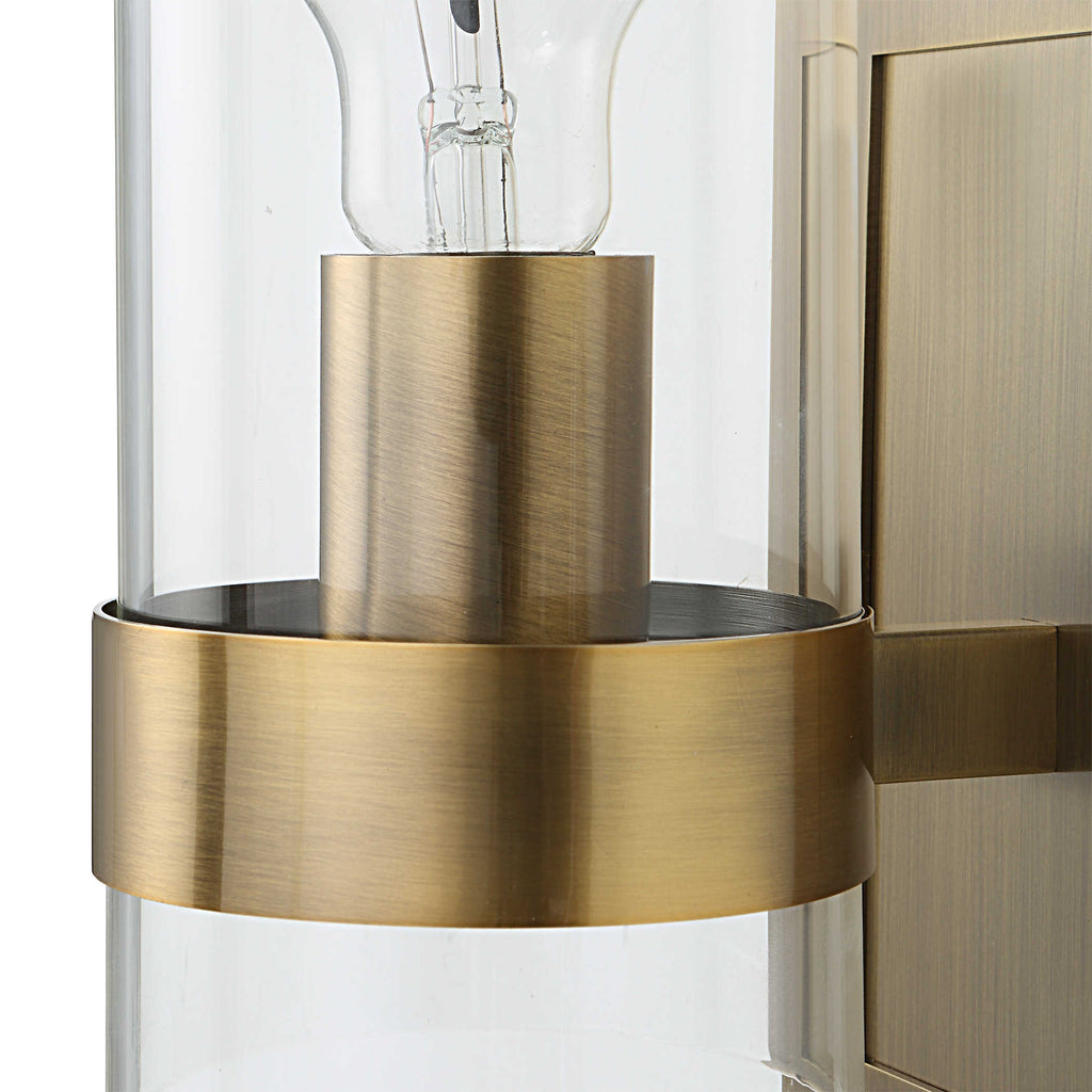 Cardiff Antique Brass 1 Light Cylinder Sconce - Bombay Mercantile