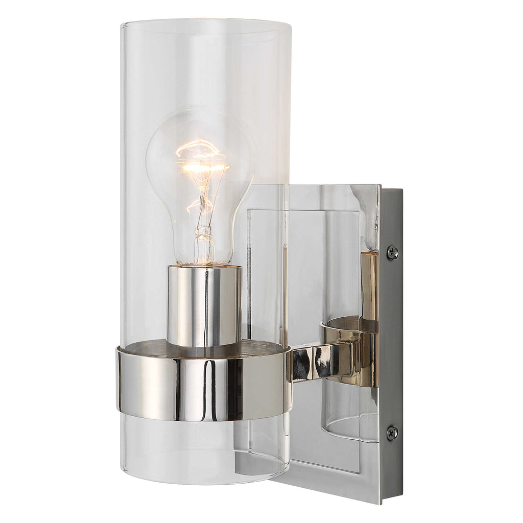 Cardiff Nickel 1 Light Cylinder Sconce - Bombay Mercantile