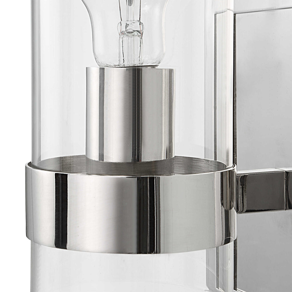 Cardiff Nickel 1 Light Cylinder Sconce - Bombay Mercantile