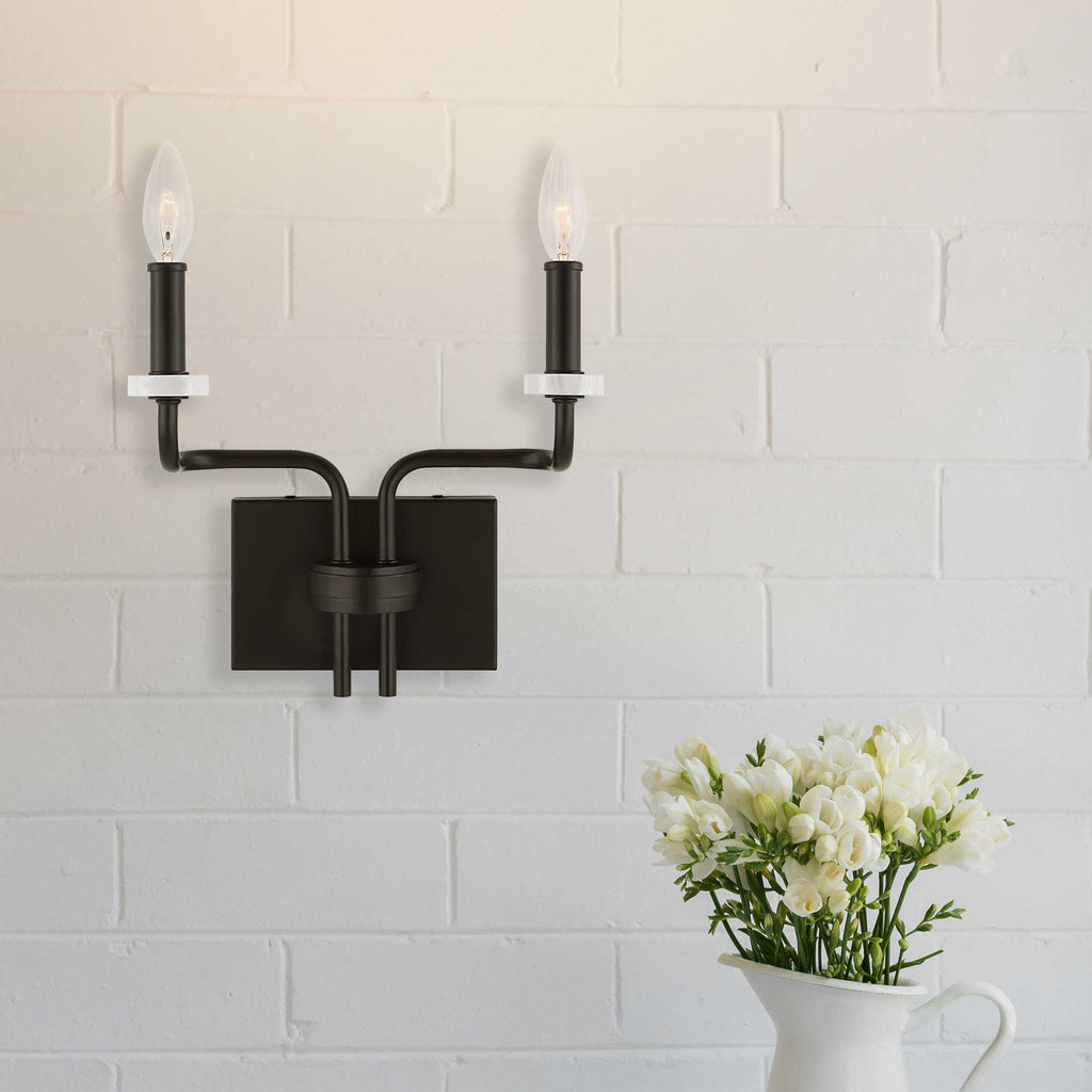 Ebony Elegance 2 Light Sconce - Bombay Mercantile