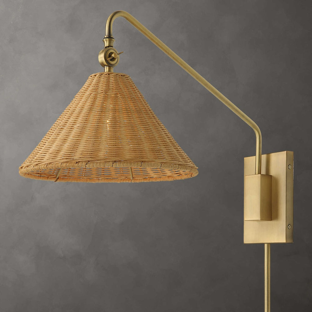 Phuvinh 1 Light Rattan Shade Sconce - Bombay Mercantile