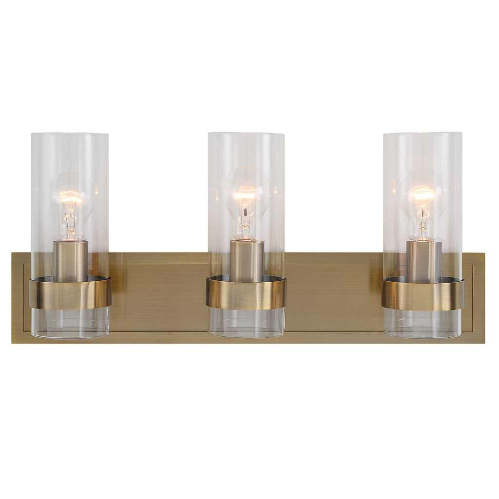 Cardiff Antique Brass 3 Light Vanity - Bombay Mercantile