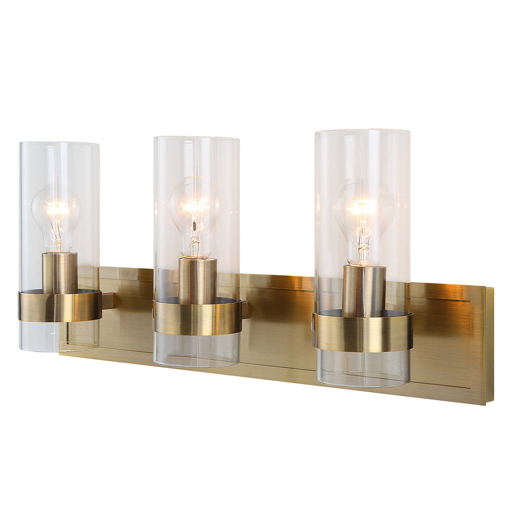 Cardiff Antique Brass 3 Light Vanity - Bombay Mercantile
