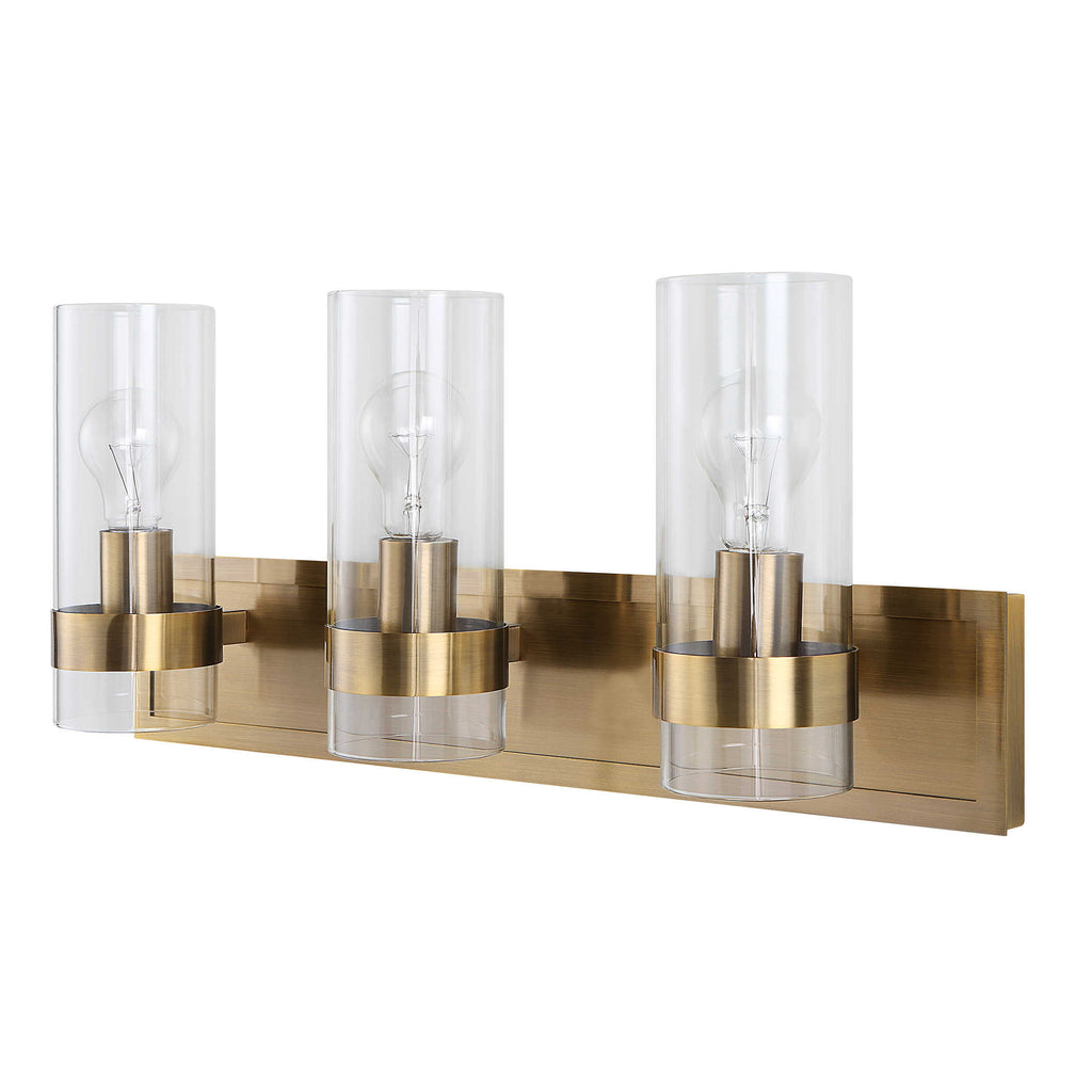 Cardiff Antique Brass 3 Light Vanity - Bombay Mercantile