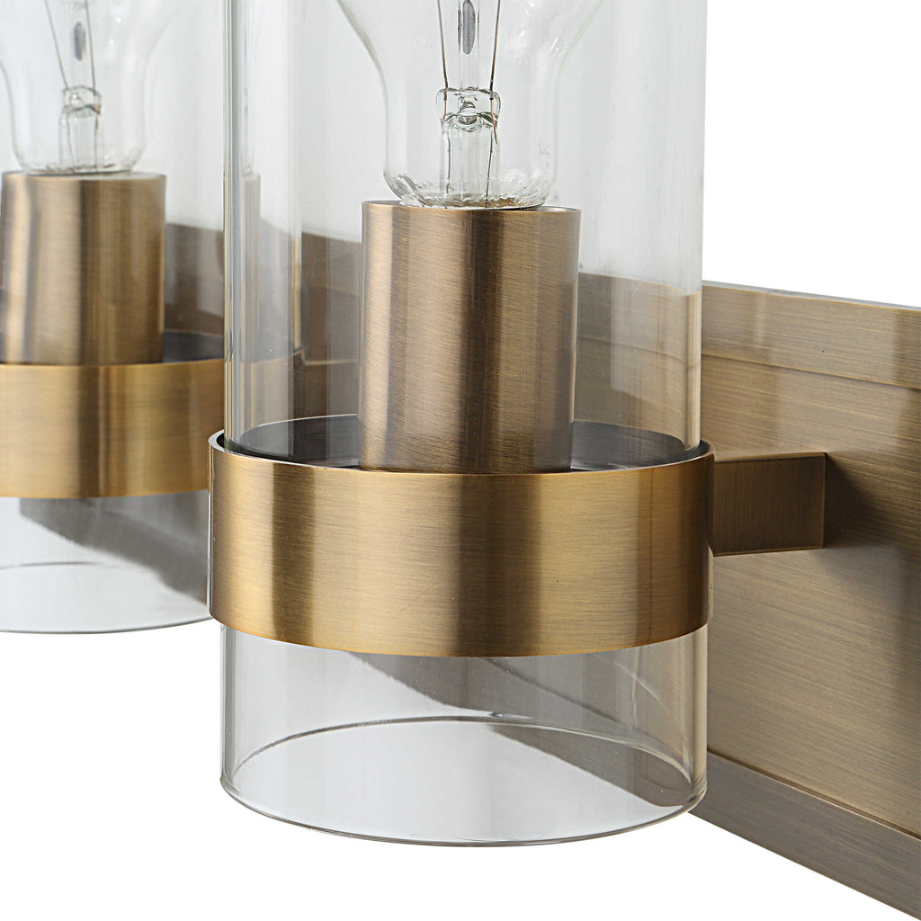 Cardiff Antique Brass 3 Light Vanity - Bombay Mercantile