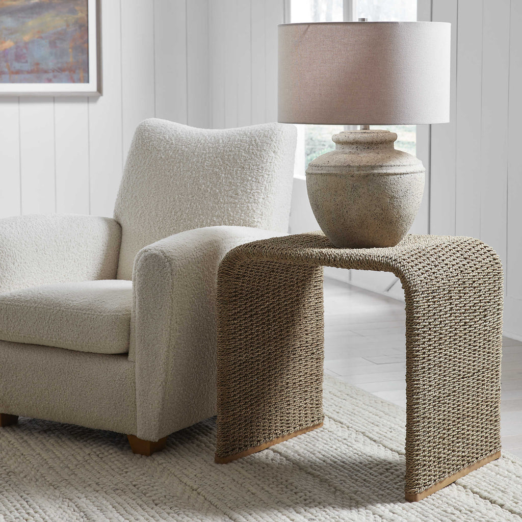 Calabria Woven Seagrass End Table - Bombay Mercantile