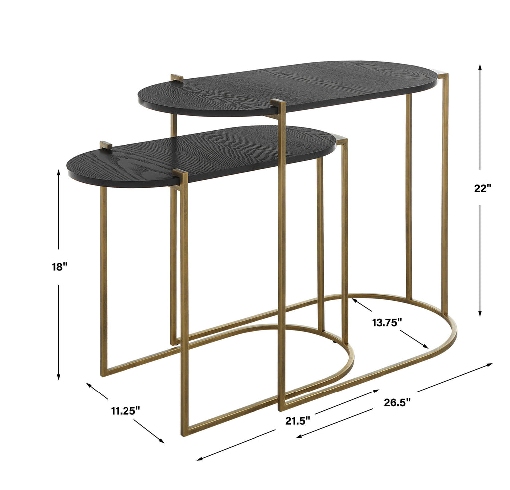 Aztec Wood Nesting Tables, Set of 2 - Bombay Mercantile