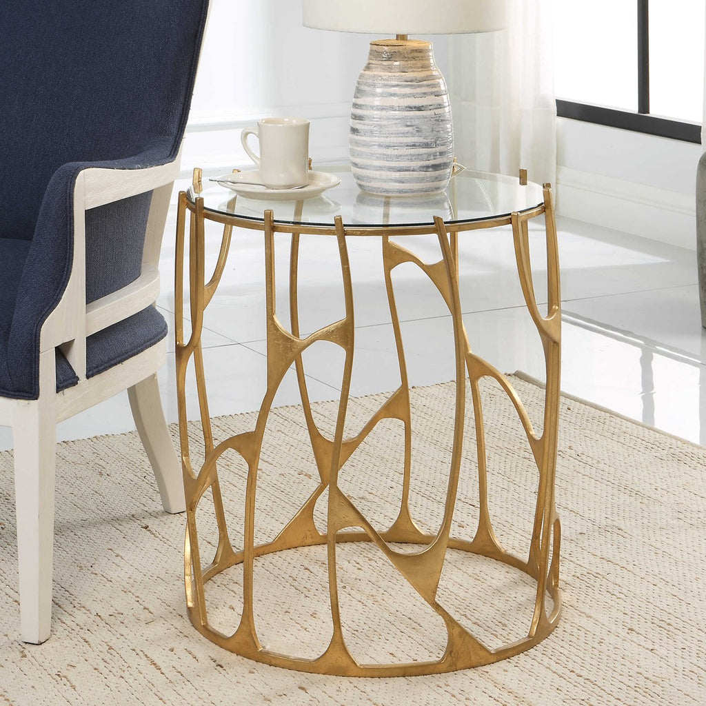 Ritual Round Gold Side Table - Bombay Mercantile
