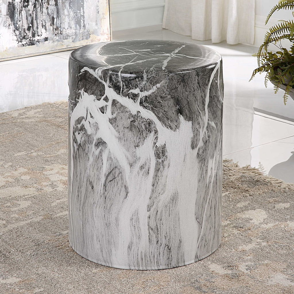 Marvel Marbled Garden Stool - Bombay Mercantile
