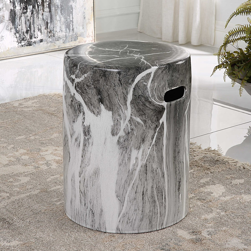 Marvel Marbled Garden Stool - Bombay Mercantile